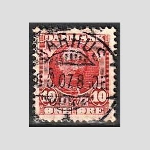 FRIM�RKER DANMARK | 1907 - AFA 55 - Frederik VIII 10 �re r�d - Lux Stemplet