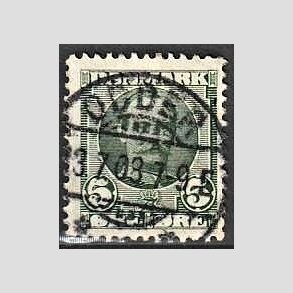 FRIM�RKER DANMARK | 1907 - AFA 54 - Frederik VIII 5 �re gr�n (1K) - Pragt Stemplet