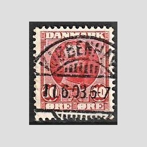 FRIM�RKER DANMARK | 1907 - AFA 55 - Frederik VIII 10 �re r�d - Lux Stemplet
