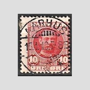 FRIM�RKER DANMARK | 1907 - AFA 55 - Frederik VIII 10 �re r�d - Lux Stemplet Aarhus