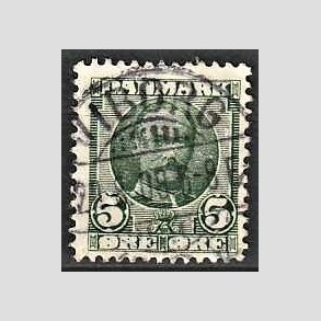 FRIM�RKER DANMARK | 1907 - AFA 54 - Frederik VIII 5 �re gr�n (1K) - Pragt Stemplet