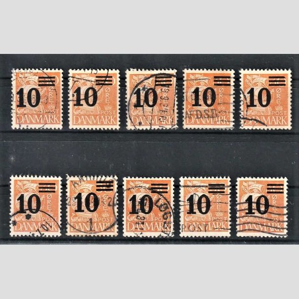 FRIMRKER DANMARK | 1934 - AFA 222 Engros - 10/30 re orangegul provisorier 10 stk. pne - Stemplet