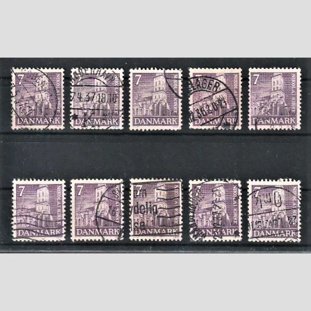 FRIMRKER DANMARK | 1936 - AFA 230 Engros - Reformationen 7 re violet 10 stk. pne - Stemplet
