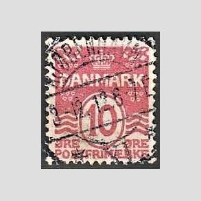 FRIM�RKER DANMARK | 1912 - AFA 65 - B�lgelinie 10 �re karminrosa - Lux Stemplet 