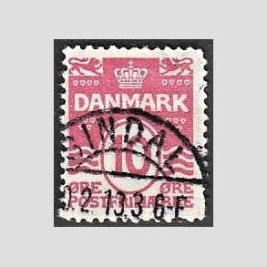 FRIM�RKER DANMARK | 1912 - AFA 65 - B�lgelinie 10 �re karminrosa - Lux Stemplet 