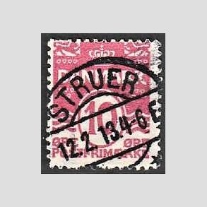 FRIM�RKER DANMARK | 1912 - AFA 65 - B�lgelinie 10 �re karminrosa - Lux Stemplet 