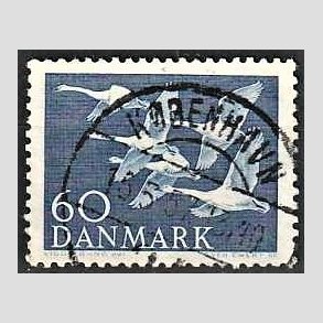 FRIM�RKER DANMARK | 1956 - AFA 368 - Nordens svaner - 60 �re bl� - Lux Stemplet