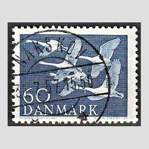 FRIM�RKER DANMARK | 1956 - AFA 368 - Nordens svaner - 60 �re bl� - Lux Stemplet Nakskov