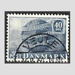 FRIM�RKER DANMARK | 1949 - AFA 316 - Verdenspostforeningen 75 �r - 40 �re bl� - Lux Stemplet Vejle