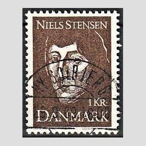 FRIMRKER DANMARK | 1969 - AFA 488 - Niels Stensen - 1 Kr. brun - Lux Stemplet Ny Solbjerg