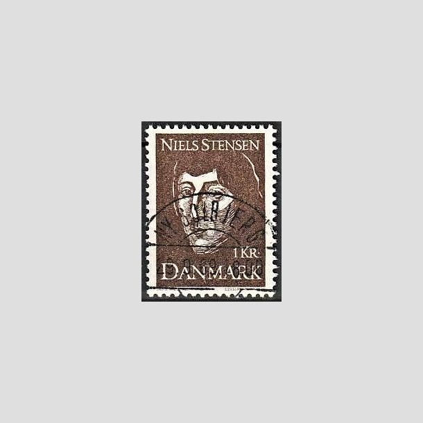 FRIMRKER DANMARK | 1969 - AFA 488 - Niels Stensen - 1 Kr. brun - Lux Stemplet Ny Solbjerg