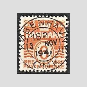 FRIM�RKER DANMARK | 1940 - AFA 254 - B�lgelinie 6 �re orangegul - Lux Stemplet K�benhavn