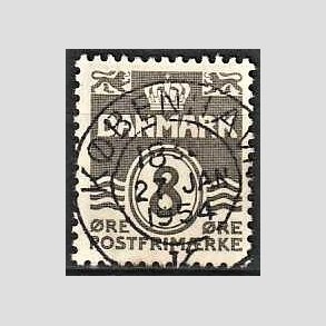 FRIM�RKER DANMARK | 1937-40 - AFA 201a - B�lgelinie 8 �re gr� - Pragt Stemplet