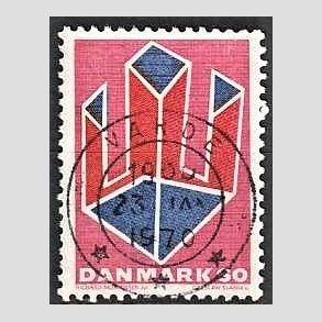 FRIM�RKER DANMARK | 1969 - AFA 489 - Non-figurativ tegning - 60 �re lillar�d/r�d/bl� - Pragt Stemplet Varde