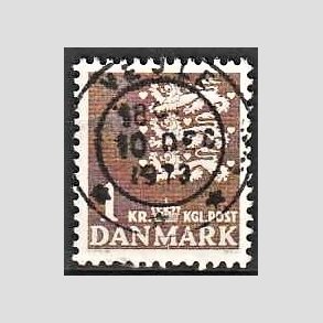 FRIMRKER DANMARK | 1946-47 - AFA 293 - Rigsvben 1,00 Kr. brun - Lux Stemplet