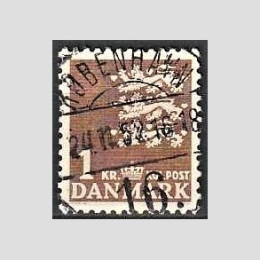 FRIMRKER DANMARK | 1946-47 - AFA 293 - Rigsvben 1,00 Kr. brun - Lux Stemplet
