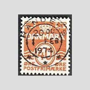 FRIM�RKER DANMARK | 1971 - AFA 514 - B�lgelinie 40 �re orange - Lux Stemplet 