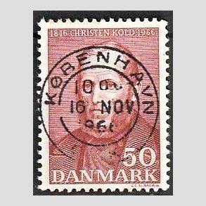 FRIM�RKER DANMARK | 1966 - AFA 444 - Christen Kold - 50 �re brunr�d - Pragt Stemplet