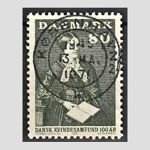 FRIM�RKER DANMARK | 1971 - AFA 509 - Dansk Kvindesamfund 100 �r - 80 �re gr�gr�n - Pragt Stemplet