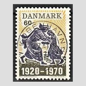 FRIM�RKER DANMARK | 1970 - AFA 499 - Nordslesvigs genforening 50 �r - 60 �re m�rkgr�/violet/gul - Pragt Stemplet
