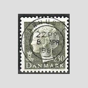 FRIMRKER DANMARK | 1981 - AFA 716 - Dronning Margrethe - 230 re sortgrn - Pragt Stemplet