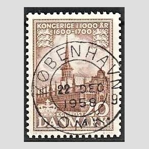FRIM�RKER DANMARK | 1953-56 - AFA 353 - Kongeriget 1000 �r - 20 �re brun - Pragt Stemplet 