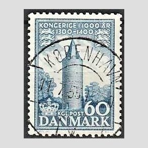 FRIM�RKER DANMARK | 1953-56 - AFA 350 - Kongeriget 1000 �r - 60 �re bl� - Pragt Stemplet 
