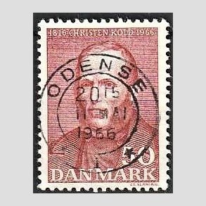 FRIM�RKER DANMARK | 1966 - AFA 444 - Christen Kold - 50 �re brunr�d - Pragt Stemplet