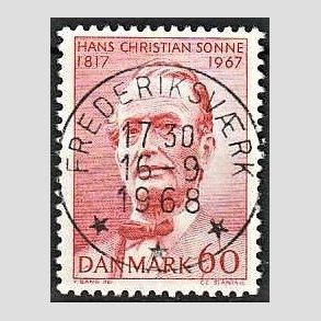 FRIM�RKER DANMARK | 1967 - AFA 466 - Chr. Sonne - 60 �re r�d - Pragt Stemplet Frederiksv�rk