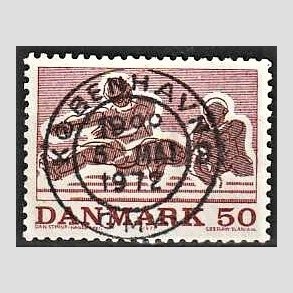 FRIM�RKER DANMARK | 1971 - AFA 517 - Sportsudgave - 50 �re r�d/r�dbrun - Lux Stemplet