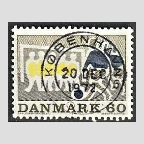 FRIM�RKER DANMARK | 1971 - AFA 518 - Sportsudgave - 60 �re gr�oliv/m�rkbl�/gul - Lux Stemplet