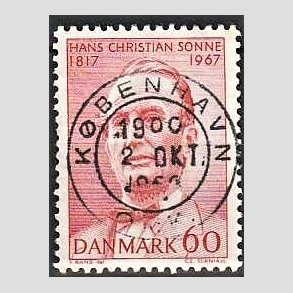 FRIM�RKER DANMARK | 1967 - AFA 466 - Chr. Sonne - 60 �re r�d - Pragt Stemplet K�benhavn