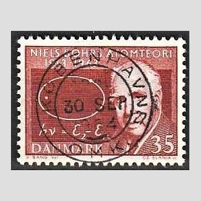 FRIM�RKER DANMARK | 1963 - AFA 420 - Niels Bohr - 35 �re r�dbrun - Pragt Stemplet
