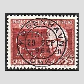 FRIM�RKER DANMARK | 1963 - AFA 420 - Niels Bohr - 35 �re r�dbrun - Pragt Stemplet