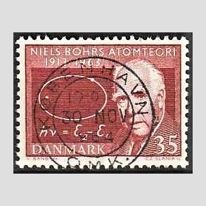 FRIM�RKER DANMARK | 1963 - AFA 420 - Niels Bohr - 35 �re r�dbrun - Pragt Stemplet