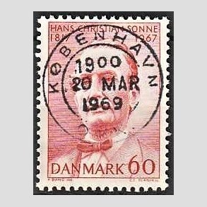 FRIM�RKER DANMARK | 1967 - AFA 466 - Chr. Sonne - 60 �re r�d - Pragt Stemplet