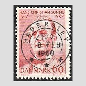FRIM�RKER DANMARK | 1967 - AFA 466 - Chr. Sonne - 60 �re r�d - Pragt Stemplet Haderslev