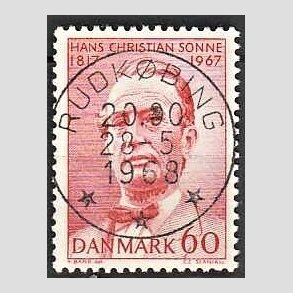 FRIM�RKER DANMARK | 1967 - AFA 466 - Chr. Sonne - 60 �re r�d - Pragt Stemplet Rudk�bing