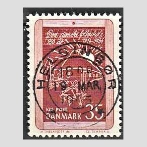 FRIM�RKER DANMARK | 1964 - AFA 423 - Skolev�snet 150 �r - 35 �re r�dbrun - Pragt Stemplet 