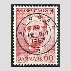 FRIM�RKER DANMARK | 1967 - AFA 466 - Chr. Sonne - 60 �re r�d - Pragt Stemplet
