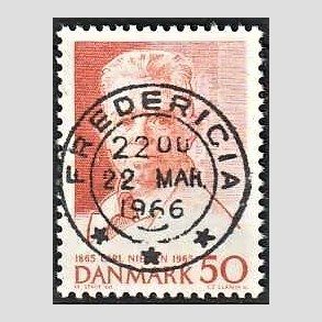 FRIM�RKER DANMARK | 1965 - AFA 435 - Komponist Carl Nielsen - 30 �re oranger�d - Pragt Stemplet Fredericia