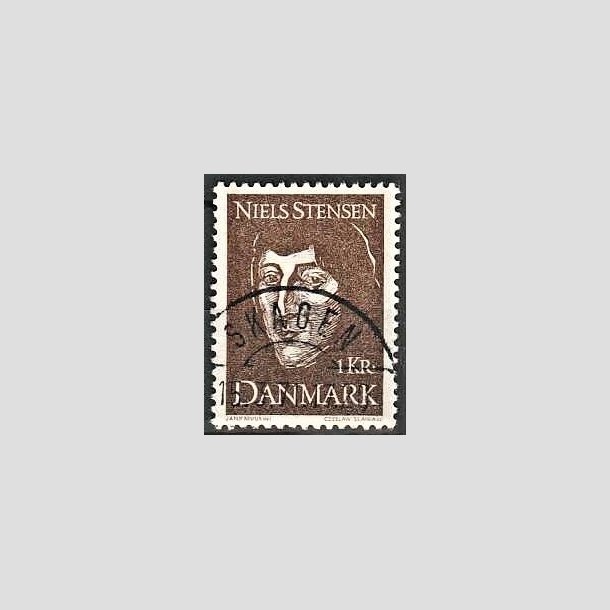 FRIMRKER DANMARK | 1969 - AFA 488 - Niels Stensen - 1 Kr. brun - Lux Stemplet Skagen