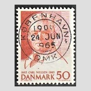 FRIM�RKER DANMARK | 1965 - AFA 435 - Komponist Carl Nielsen - 30 �re oranger�d - Pragt Stemplet K�benhavn