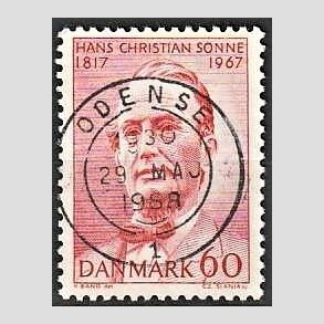 FRIM�RKER DANMARK | 1967 - AFA 466 - Chr. Sonne - 60 �re r�d - Pragt Stemplet