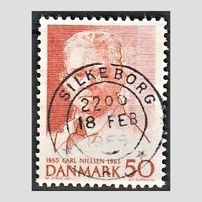 FRIM�RKER DANMARK | 1965 - AFA 435 - Komponist Carl Nielsen - 30 �re oranger�d - Pragt Stemplet Silkeborg