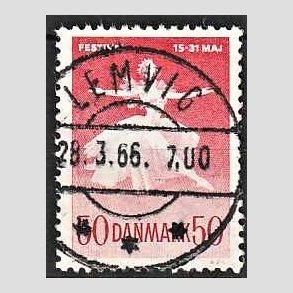 FRIM�RKER DANMARK | 1965 - AFA 438 - Ballet og musikfestival - 50 �re r�d - Pragt Stemplet Lemvig