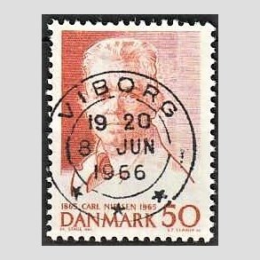 FRIM�RKER DANMARK | 1965 - AFA 435 - Komponist Carl Nielsen - 30 �re oranger�d - Pragt Stemplet Viborg