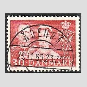 FRIM�RKER DANMARK | 1960 - AFA 384 - S�lvbryllup - 30 �re r�d - Pragt Stemplet �benr�