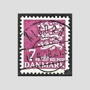 FRIMRKER DANMARK | 1978 - AFA 655 - Rigsvben 7 Kr. rdlilla - Pragt Stemplet lborg