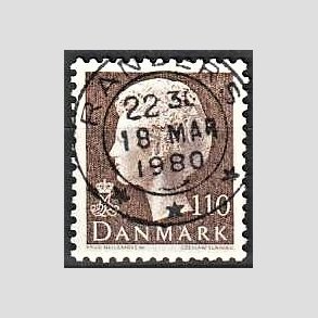 FRIMRKER DANMARK | 1979 - AFA 677 - Dronning Margrethe - 110 re brun - Pragt Stemplet